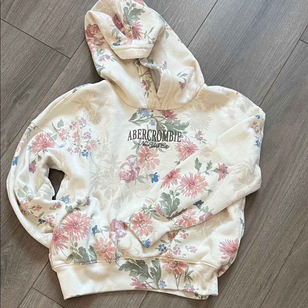 Abercrombie & Fitch Floral Hoodie - Cream and Pink